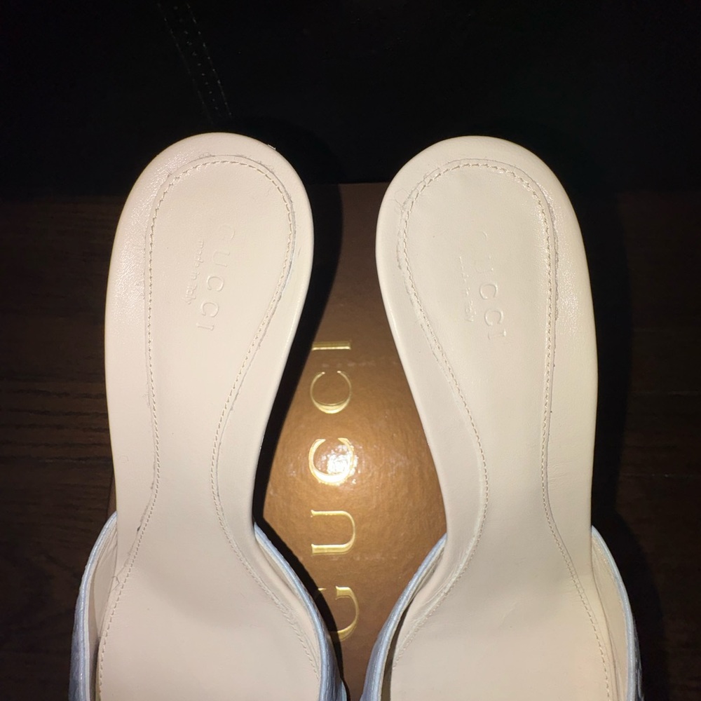 Gucci Light Blue Leather Horsebit Mules - Picture 6 of 8